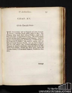 Chap. XV. Of the Dorick Order.