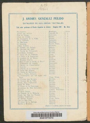 J. Andrés González Pulido - Catálogo de sus obras teatrales