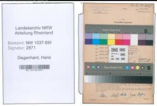Entnazifizierung Hans Degenhard , geb. 27.02.1897 ()