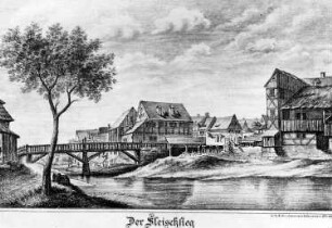 Meißen. Der Fleischsteg, Lithographie, Ausschnitt (Stadtarchiv Meißen)