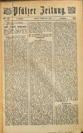 Pfälzer Zeitung. 1894, Juli - Dezember