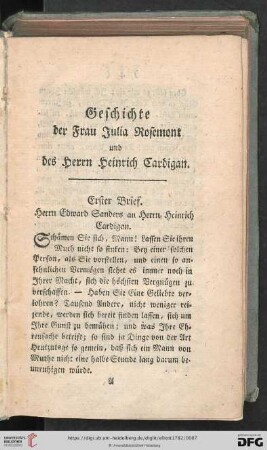 Erster Brief - Zehnter Brief