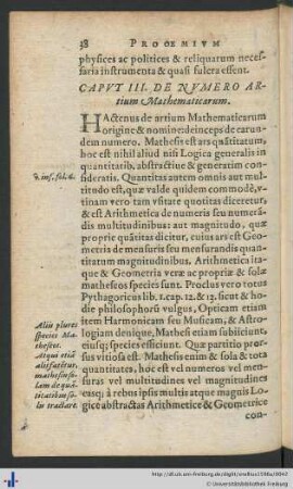 Caput III. De Numero Artium Mathematicarum