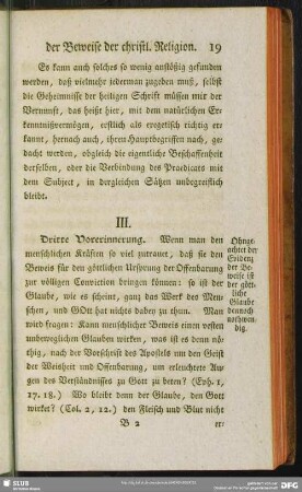 Ohngeachtet der Evidenz der Beweise ist der göttliche Glaube dennoch nothwendig