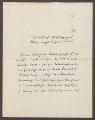 Schreiben von Otto Frommel an die Großherzogin Luise; Dank für die Anteilnahme am Tod von Amalie Frommel