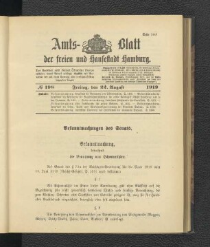 No.198, Freitag, den 22. August 1919