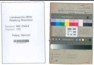 Entnazifizierung Heinrich Peters , geb. 25.05.1907 (Einkaeufer)