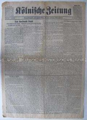 Titelblatt der "Kölnischen Zeitung" u.a. zur Völkerbundsversammlung in Genf
