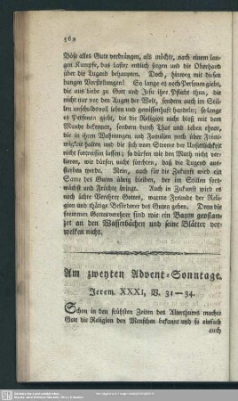 Am zweyten Advent Sonntage. Jerem. XXXI, B. 31-34.