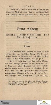 Dritter Abschnitt: Kultus, wissenschaftliche und Kunst-Anstalten