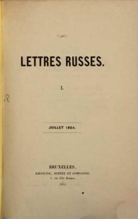 Lettres russes, 1
