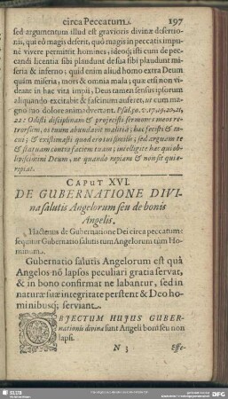 Caput XVI. De Gubernatione Divina salutis Angelorum seu bonis Angelis