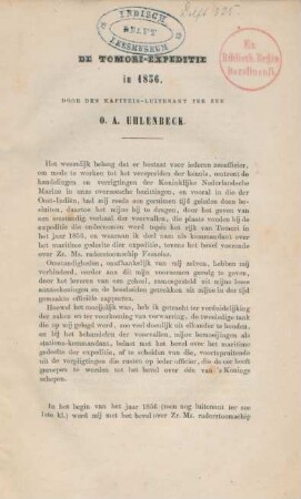 De Tomori-expeditie in 1856