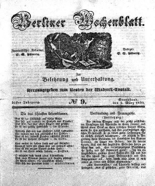 No. 9, Sonnabend, den 2. Maerz 1839.