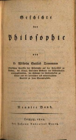 Geschichte der Philosophie, Neunter Band