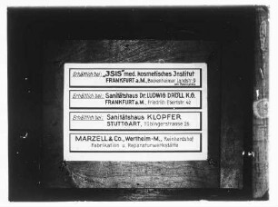 Verschiedene Werbungen u.a. "Marzell und Co, Wertheim Reinhardshof, Fabrikation und Reparaturwerkstätte"