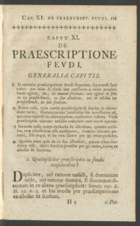 Caput XI. De Praescriptione Feudi