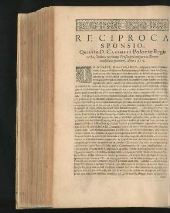 Reciproca Sponsio, Quam in D. Casimiri Poloniae Regis verba ... Anno 1454.