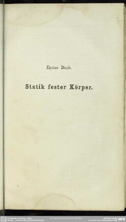 Erstes Buch. Statik fester Körper