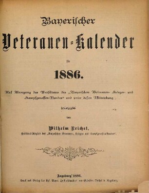 Bayerischer Veteranen-Kalender : für .... 1886