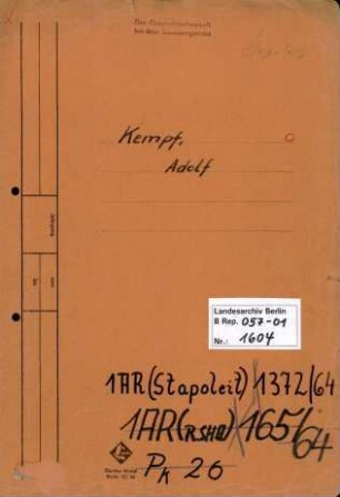 Personenheft Adolf Kempf (*31.03.1895), Amtsrat und Regierungsamtmann