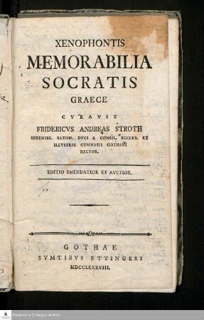 Xenophontis Memorabilia Socratis Graece