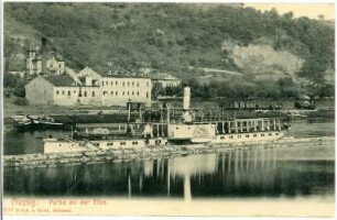 Aussig. Partie an der Elbe mit Dampfer "Auguste Victoria" (1899, Werft Laubegast)