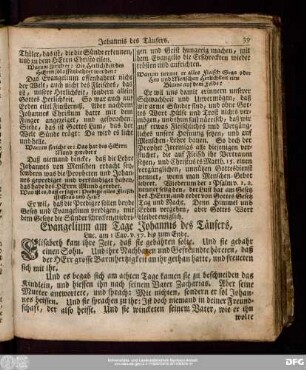 Evangelium am Tage Johannis des Täufers, Luc. am 1 Cap. v. 57 bis zum Ende.