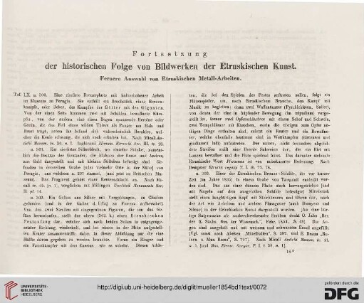 Fortsetzung der historischen Folge von Bildwerken der Etruskischen Kunst. Fernere Auswahl von Etruskischen Metall-Arbeiten