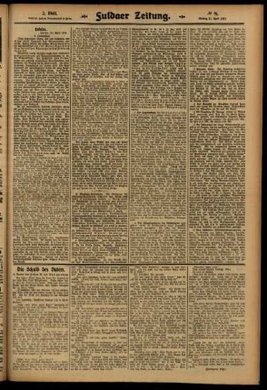 Zweite Ausgabe vom Montag, den 21. April 1913.