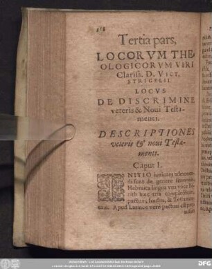 Locus De Discrimine veteris & Novi Testamenti.