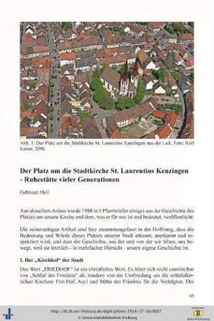 Der Platz um die Stadtkirche St. Laurentius Kenzingen - Ruhestätte vieler Generationen