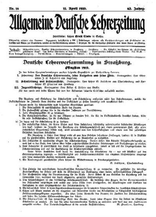 Deutsche Lehrerversammlung in Straßburg Pfingsten 1910