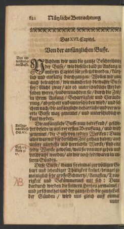 Das XVI. Capitel. Von der anfänglichen Busse.
