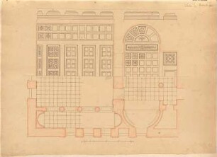 Klenze, Leo von; St. Petersburg (Russland); Eremitage - Bibliothek - Plafond (Teilgrundriss m. Aufriss)