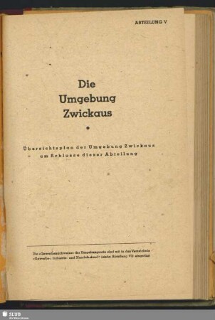 Abteilung V. Die Umgebung Zwickaus