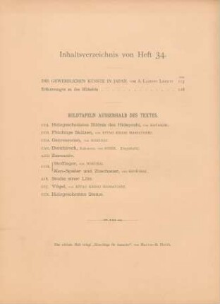 Inhaltsverzeichnis von Heft 34