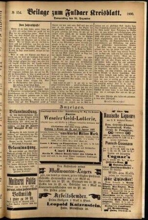Zweite Ausgabe vom Donnerstag, den 31. Dezember 1896.