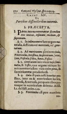 Caput XIV. De Partibus dissimilaribus internis.