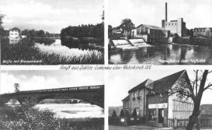 Rothenburg/O.L.-Lodenau. Pappenfabrik Gebr. Fünfstück u.a. Ansichten, Ansichtskarte, um 1920, Repro (RA Görlitz, Postkartensammlung)