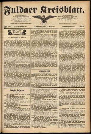 Erste Ausgabe vom Donnerstag, den 23. Oktober 1902.