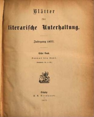 Blätter für literarische Unterhaltung. 1877