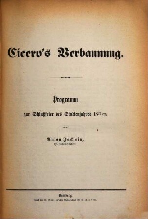 Cicero's Verbannung