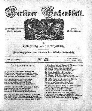 No. 23, Sonnabend, den 8. Juni 1839.