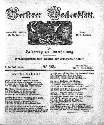 No. 23, Sonnabend, den 8. Juni 1839.