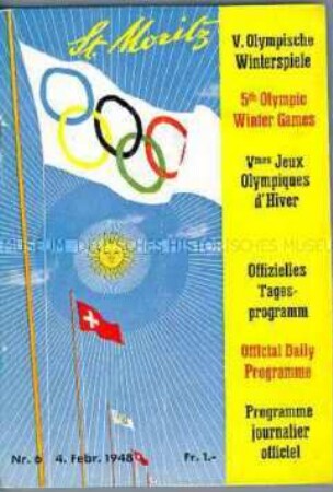 Programmheft der V. Olympischen Winterspiele 1948 in St. Moritz