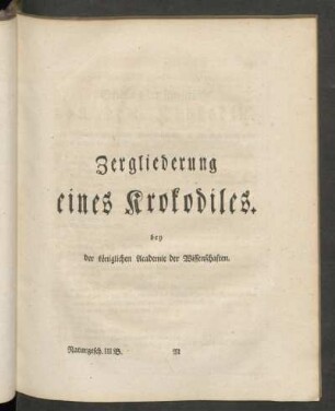 Zergliederung eines Krokodiles