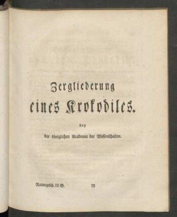 Zergliederung eines Krokodiles
