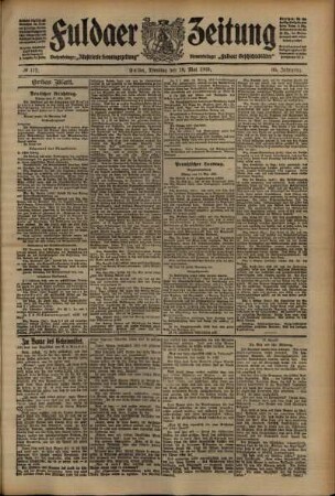 Erste Ausgabe vom Dienstag, den 18. Mai 1909.