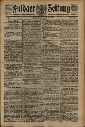 Erste Ausgabe vom Dienstag, den 18. Mai 1909.